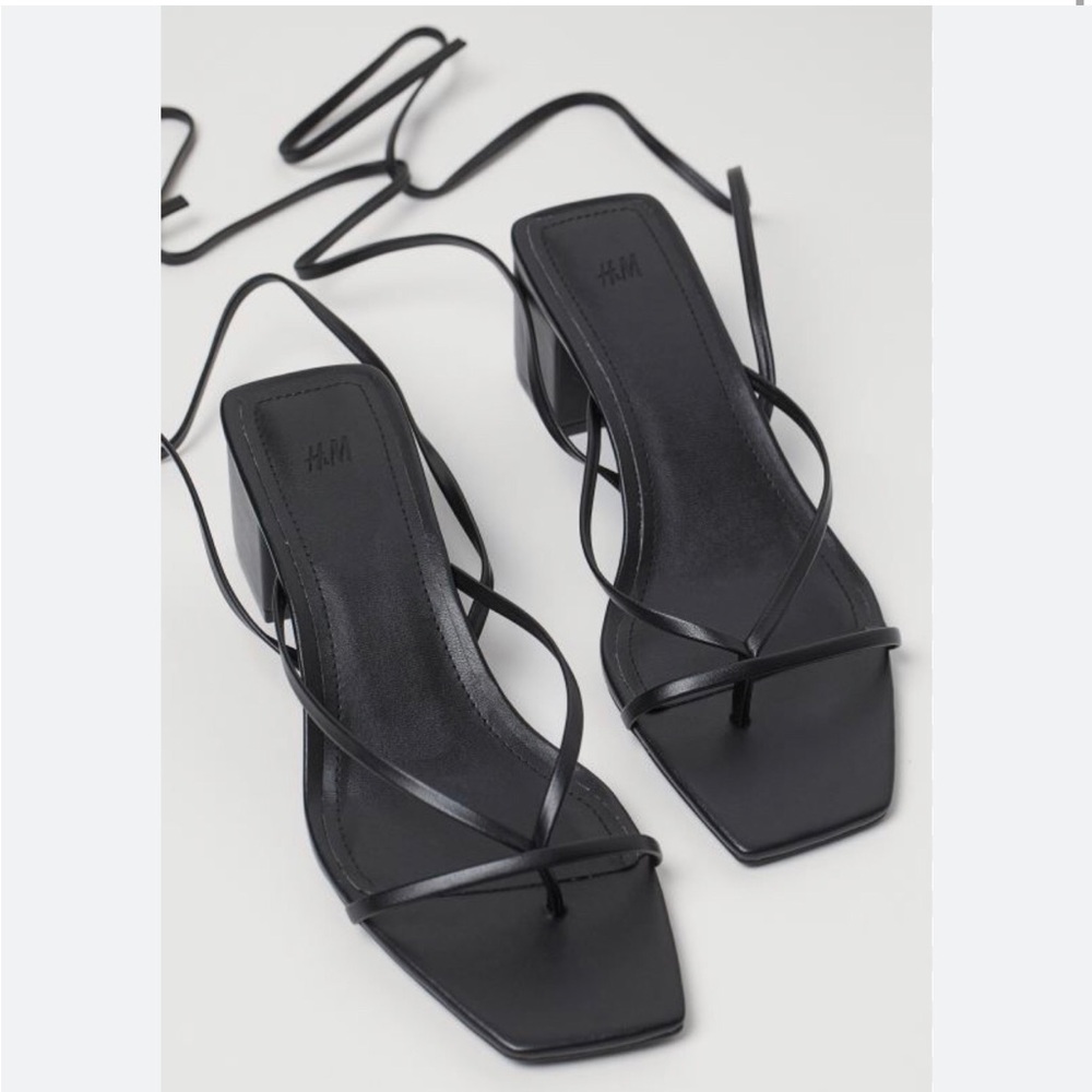 H&M Elegant Black Strappy Tie Up Women's Sandals